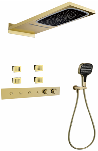 4-Function Concealed Thermostatic Faucet With Led Celling Head Shower