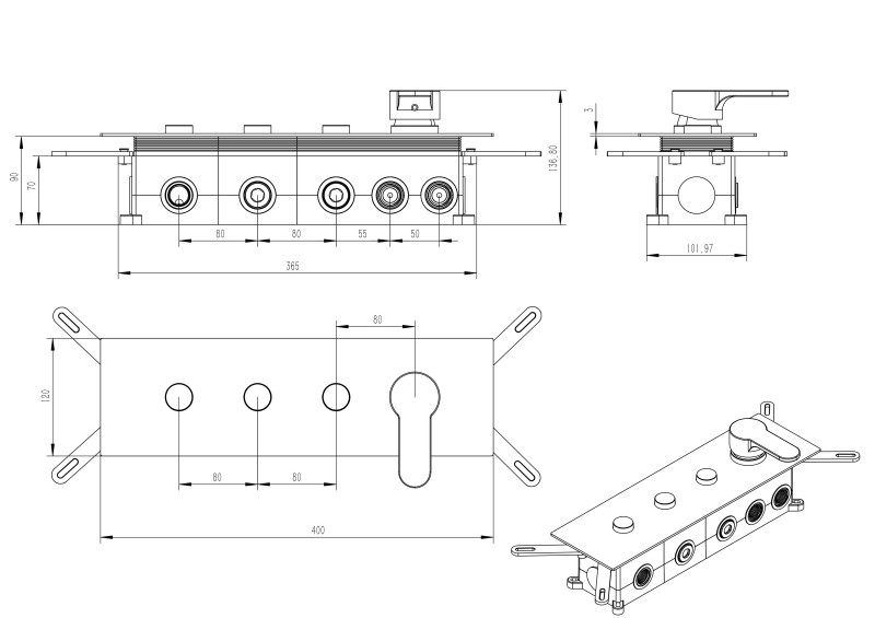 Wall Mounted Rain Shower System