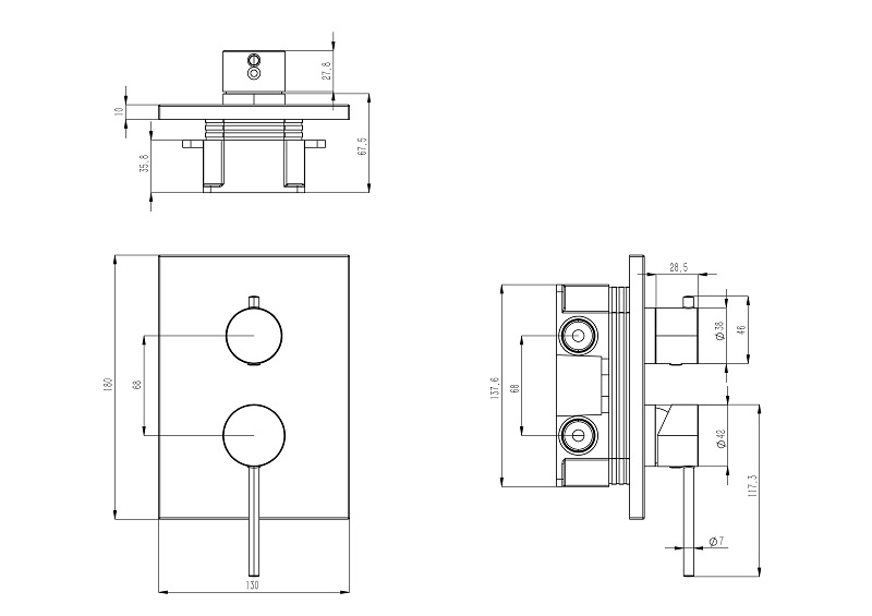 Wall Mounted Shower Mixer Set