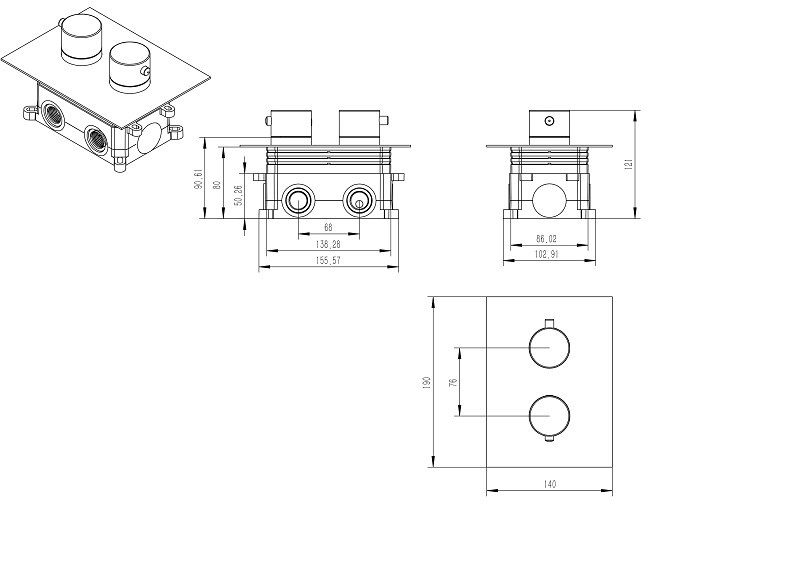 Shower Head Mixer Set